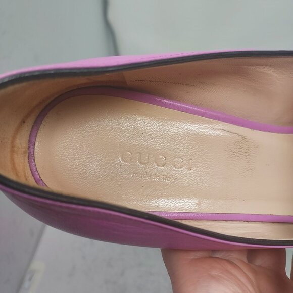 Gucci Marmont GG Candy Mousse Pink Smooth Leather Fringe Pump - Picture 5 of 12